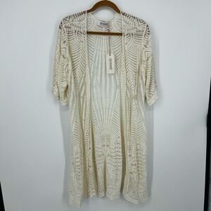 NWT Shyanne Women's Sheer Lace Duster Mid Sleeve Kimono Sz M